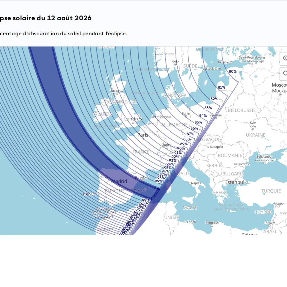 Infographie franceinfo : Éclipse solaire 2026