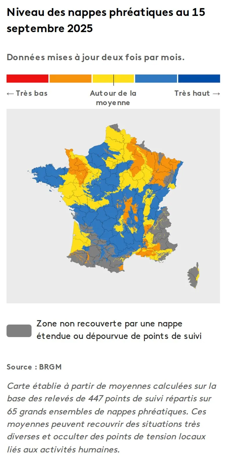 Infographie franceinfo : Niveau des nappes phréatiques