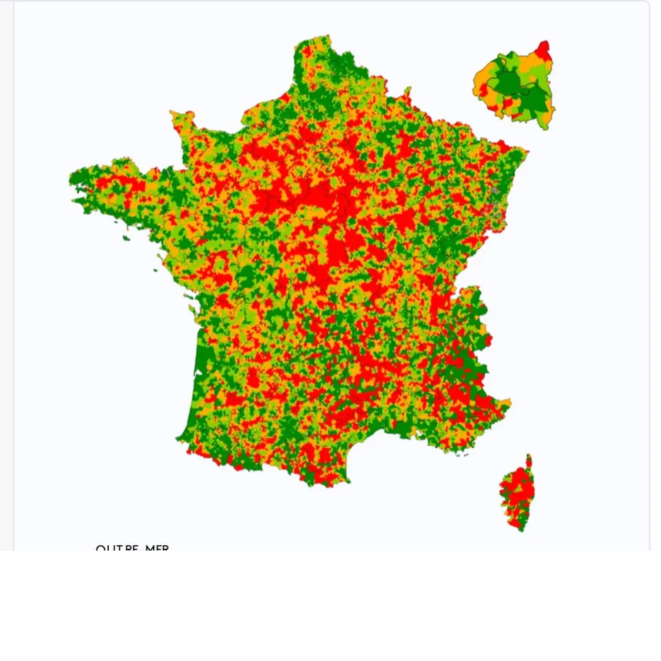 Infographie franceinfo : Accès aux soins par commune