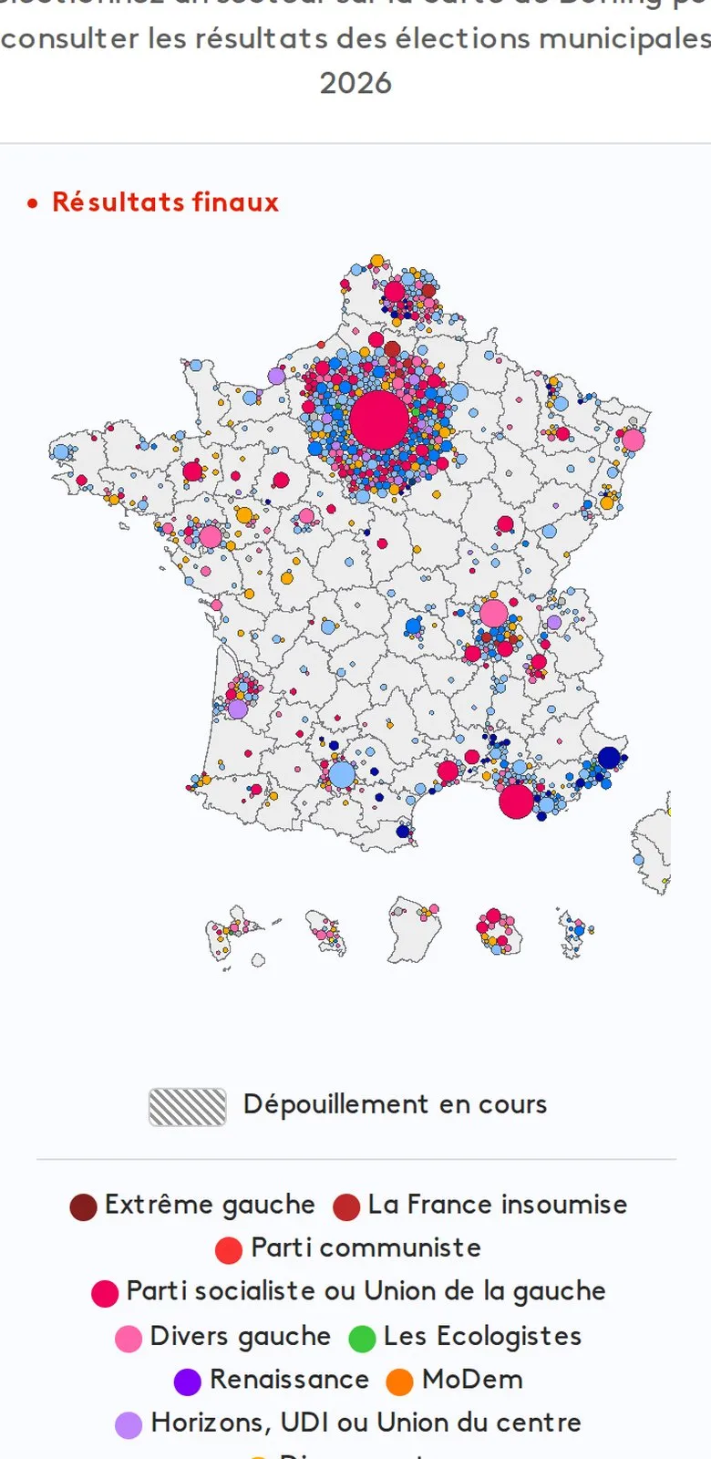 Infographie franceinfo : Municipales 2026 : carte Dorling