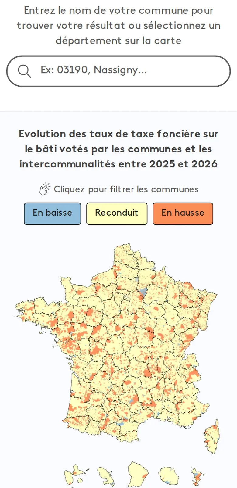 Infographie franceinfo : Taxe foncière 2026 dans votre commune